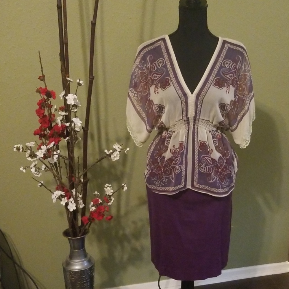 ❤Sheer bohemian floral top